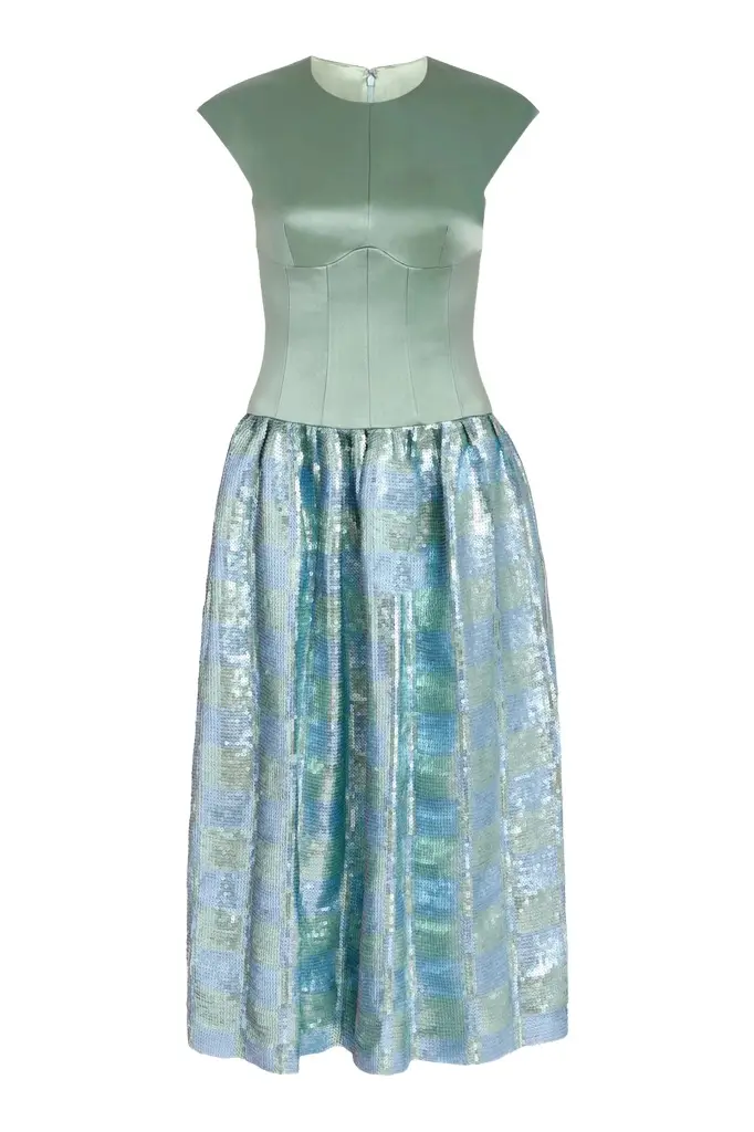 Markarian Aloe Gingham Sequin Drop Waist Dress | Image 1 Markarian Aloe Gingham Sequin Drop Waist Dress | Image 1