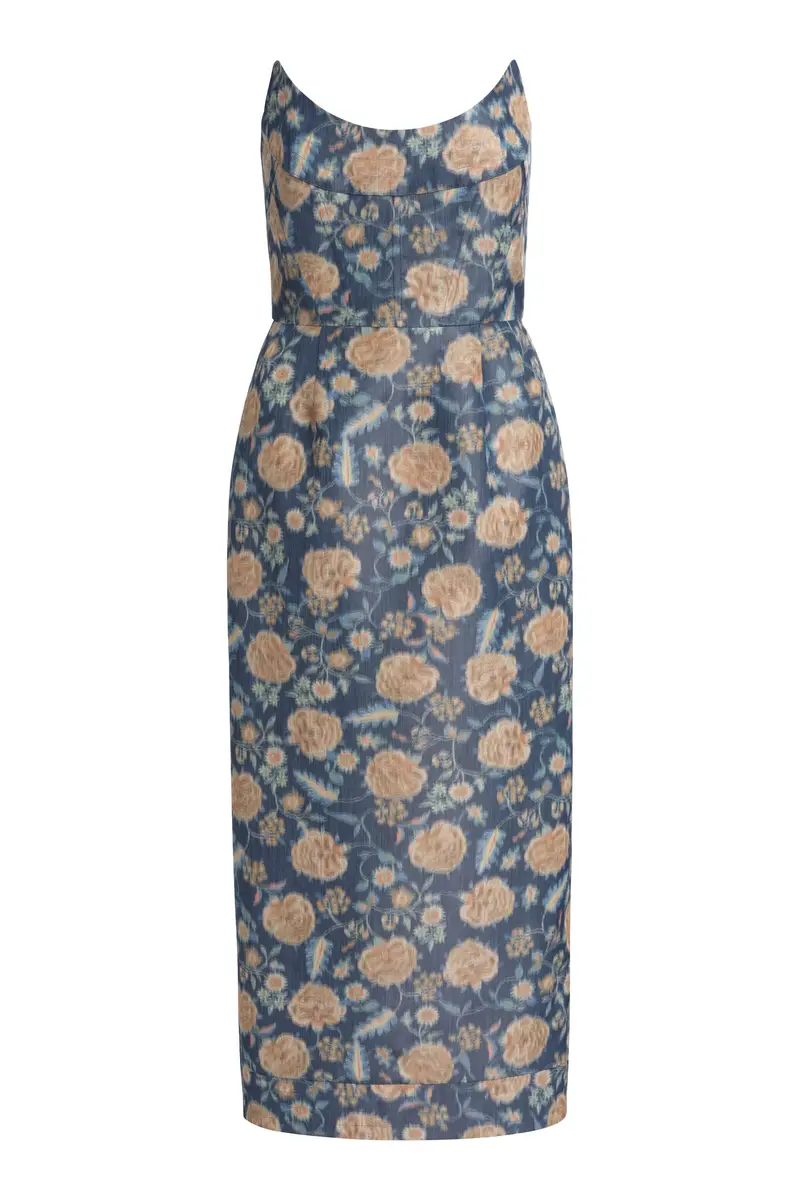 Markarian Cyprus Dusk Marigold Ikat Midi Dress | Image 1 Markarian Cyprus Dusk Marigold Ikat Midi Dress | Image 1