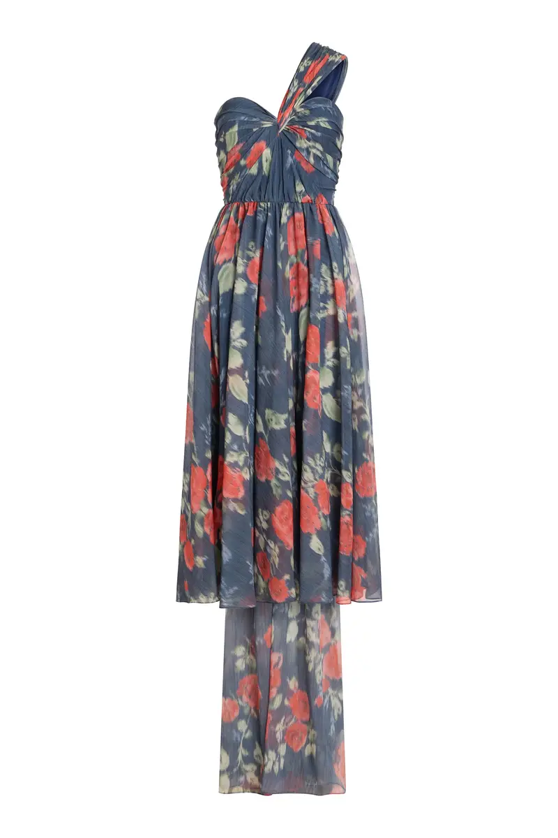 Markarian Erica Red Bloom Chiffon Midi Dress | Image 1 Markarian Erica Red Bloom Chiffon Midi Dress | Image 1