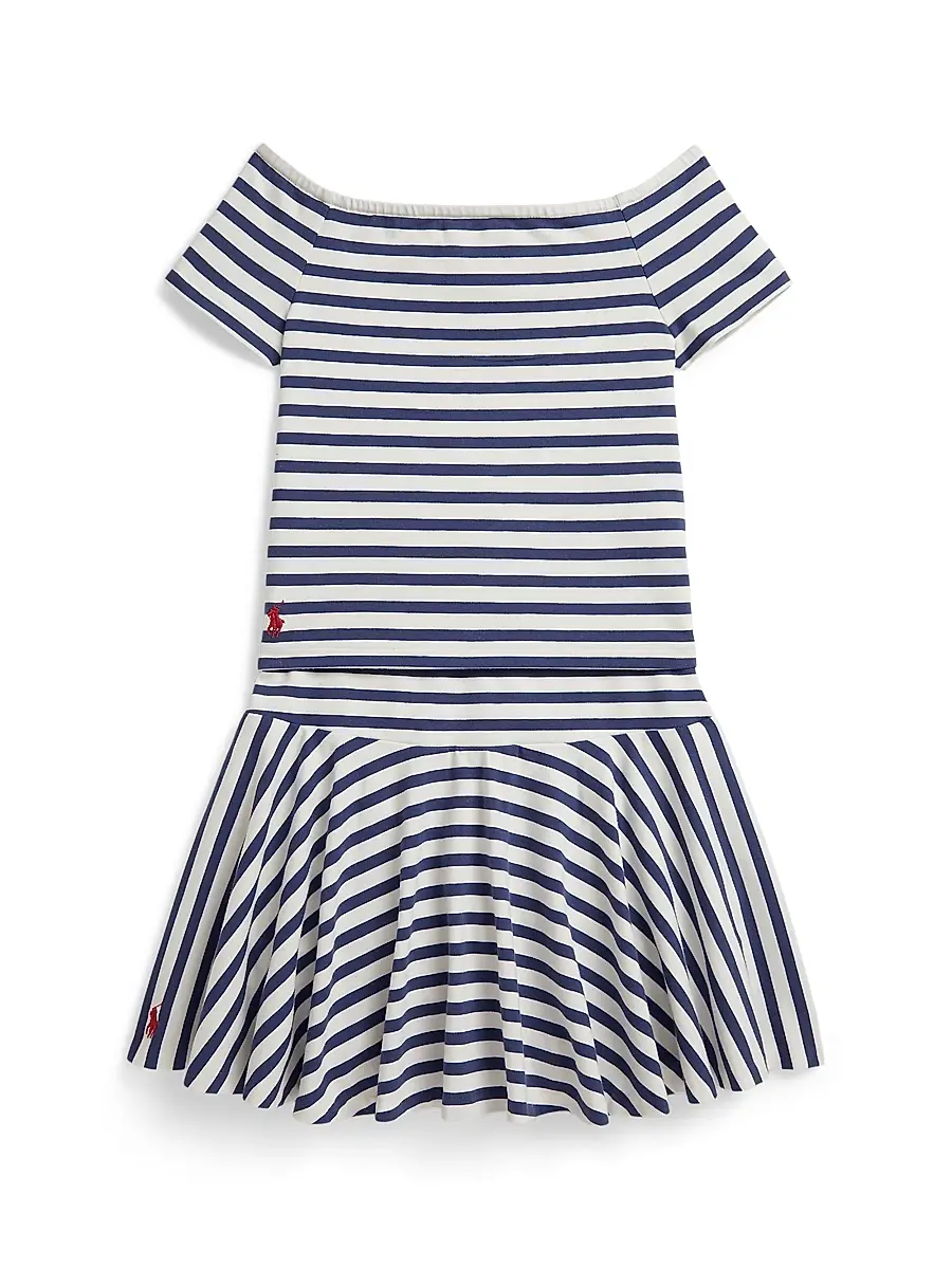 Girl's Little Girl's & Girl's 2-Piece Striped Stretch-Cotton Top & Skort Set - Deckwash White