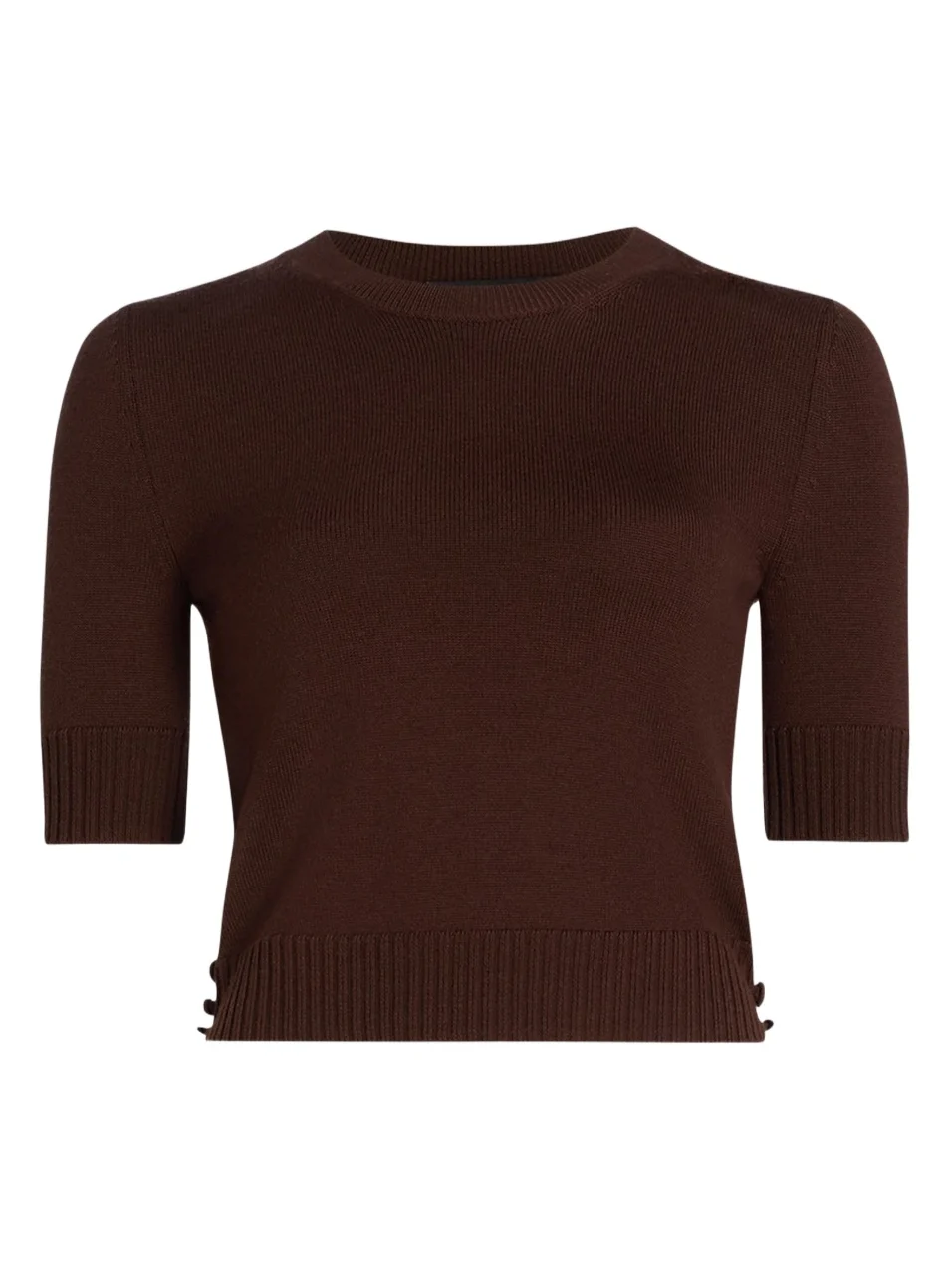 Women's Ribbed-Trim Wool Three-Quarter-Sleeve Sweater