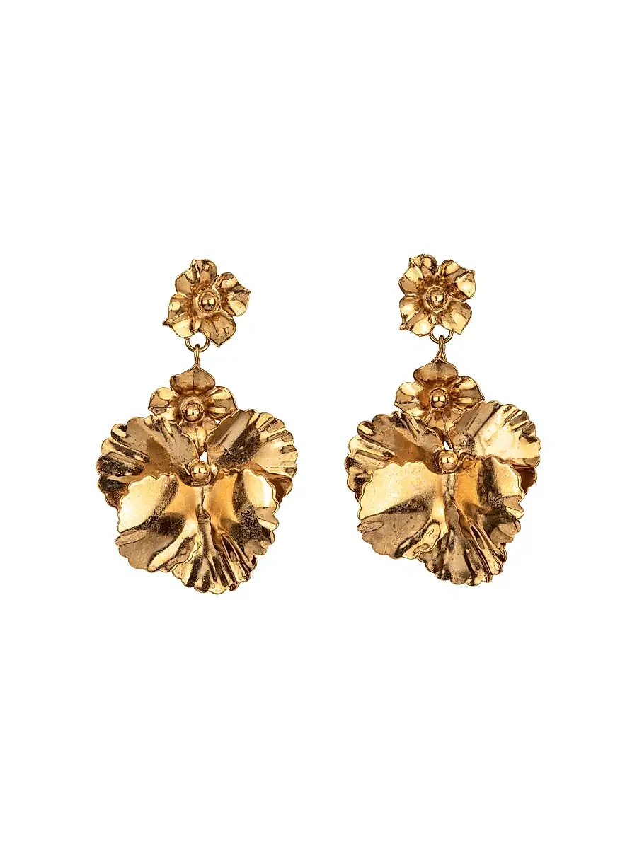 Jennifer Behr Women's Samara 18K-Gold-Plated Flower Drop Earrings - Gold | Image 1 Jennifer Behr Women's Samara 18K-Gold-Plated Flower Drop Earrings - Gold | Image 1