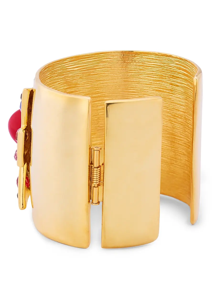 Kenneth Jay Lane Women's 22K-Gold-Plated & Glass Crystal Wide Cuff - Dark Gem Ruby | Thumbnail 3 Kenneth Jay Lane Women's 22K-Gold-Plated & Glass Crystal Wide Cuff - Dark Gem Ruby | Thumbnail 3