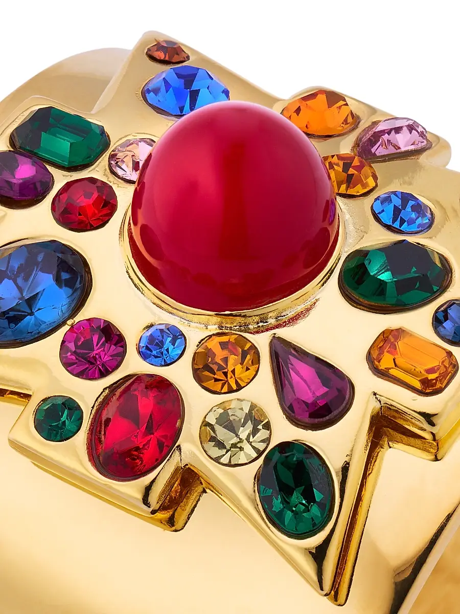 Kenneth Jay Lane Women's 22K-Gold-Plated & Glass Crystal Wide Cuff - Dark Gem Ruby | Thumbnail 4 Kenneth Jay Lane Women's 22K-Gold-Plated & Glass Crystal Wide Cuff - Dark Gem Ruby | Thumbnail 4