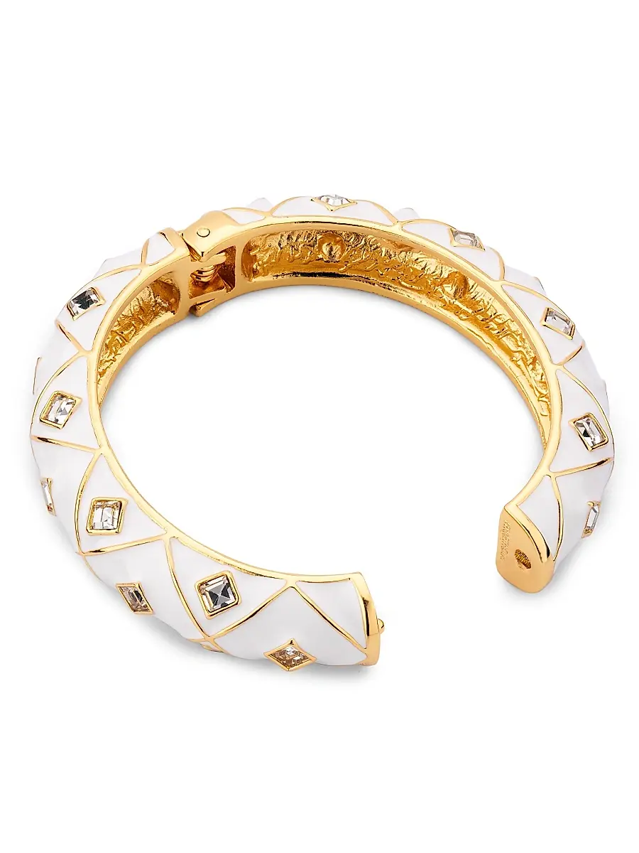 Kenneth Jay Lane Women's Goldtone, Enamel & Glass Crystal Bangle - Gold White Crystal | Thumbnail 3 Kenneth Jay Lane Women's Goldtone, Enamel & Glass Crystal Bangle - Gold White Crystal | Thumbnail 3