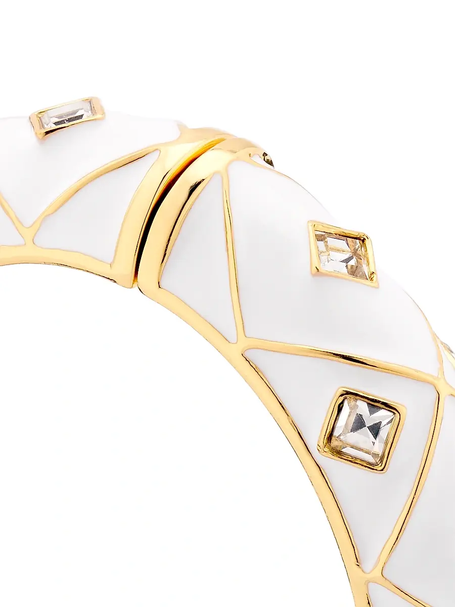 Kenneth Jay Lane Women's Goldtone, Enamel & Glass Crystal Bangle - Gold White Crystal | Thumbnail 4 Kenneth Jay Lane Women's Goldtone, Enamel & Glass Crystal Bangle - Gold White Crystal | Thumbnail 4