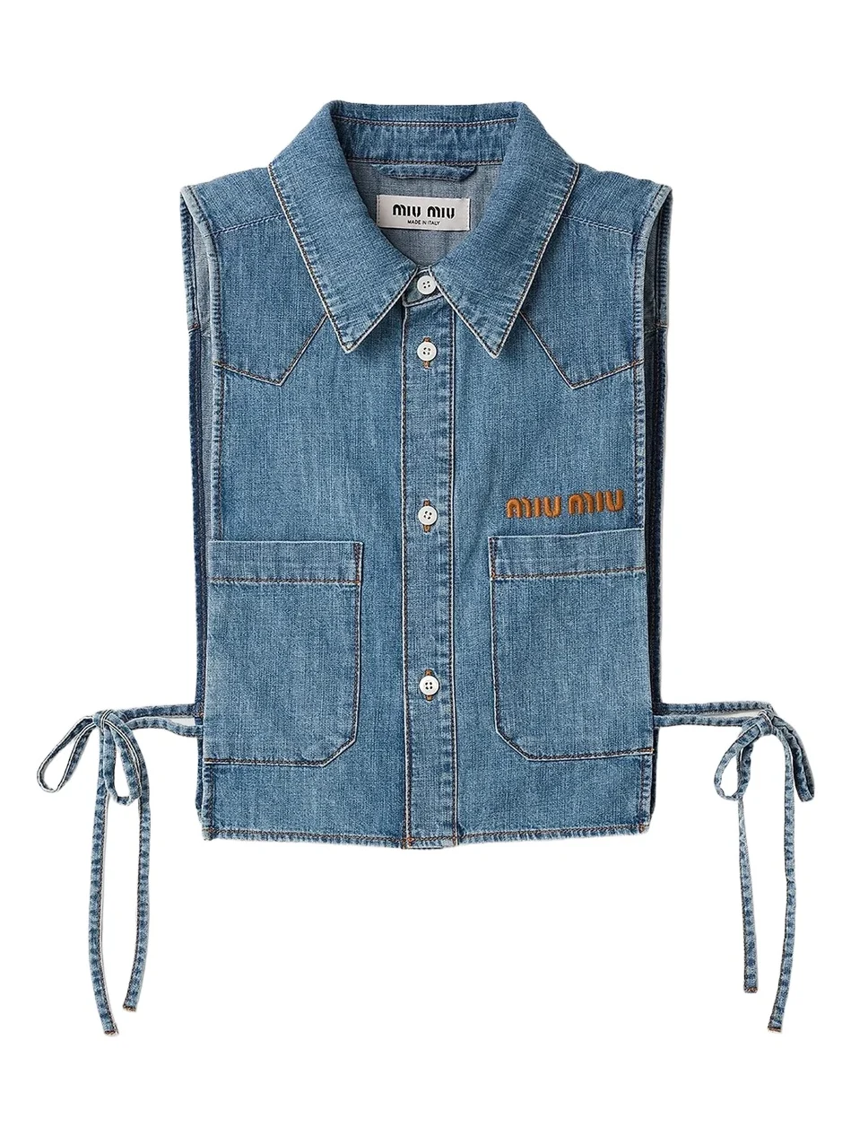 Miu Miu Women's Cropped Chambray Tie Shirt