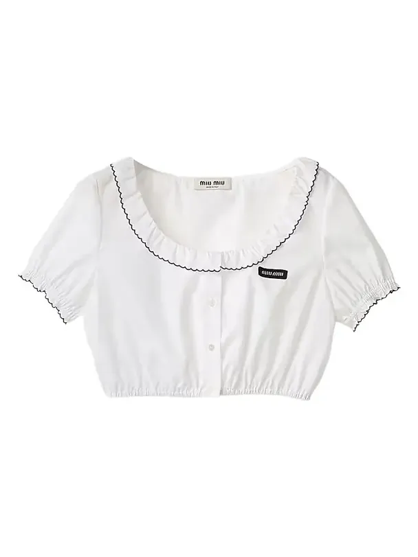 Women's Embroidered Poplin Crop Top