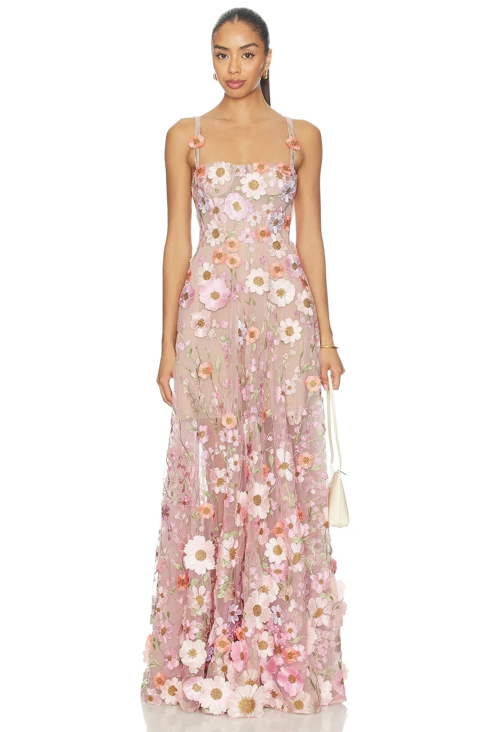 Bronx and Banco Venice 3d Floral Jasmine Maxi Gown