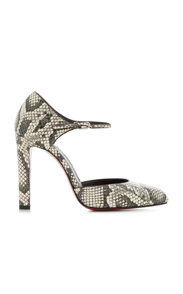 Fanny Demie 100mm Snake-Effect Leather Pumps