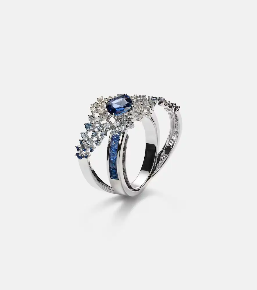 Ananya Scatter Orbit 18kt white gold ring with sapphires and diamonds | Thumbnail 2 Ananya Scatter Orbit 18kt white gold ring with sapphires and diamonds | Thumbnail 2