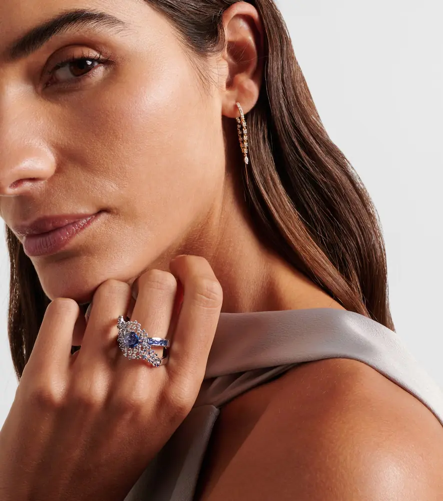 Ananya Scatter Orbit 18kt white gold ring with sapphires and diamonds | Thumbnail 4 Ananya Scatter Orbit 18kt white gold ring with sapphires and diamonds | Thumbnail 4