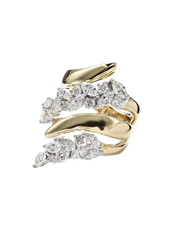 Golden Strada 18kt gold and white gold ring with diamonds