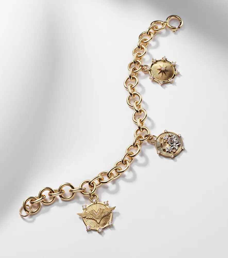 Foundrae Resilience Blossoms 18kt gold charm bracelet with diamonds | Thumbnail 6