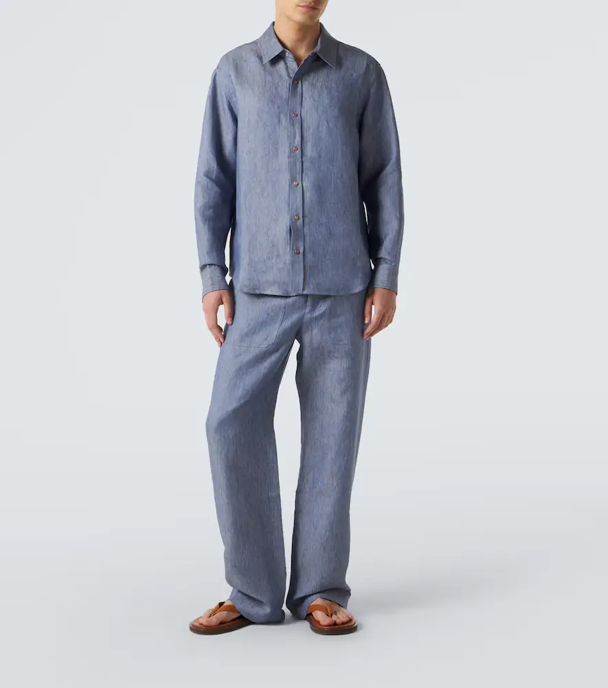 God’s True Cashmere Linen denim shirt with carnelian | Thumbnail 2 God’s True Cashmere Linen denim shirt with carnelian | Thumbnail 2