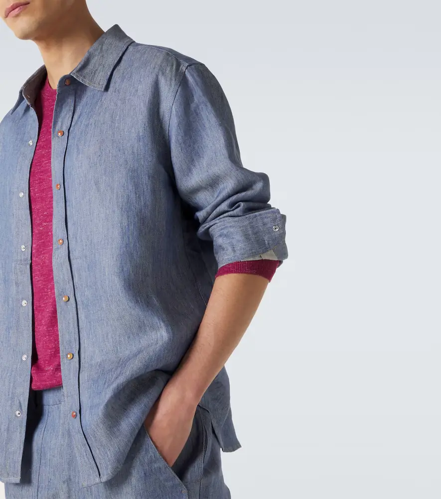 God’s True Cashmere Linen denim shirt with carnelian | Thumbnail 5 God’s True Cashmere Linen denim shirt with carnelian | Thumbnail 5