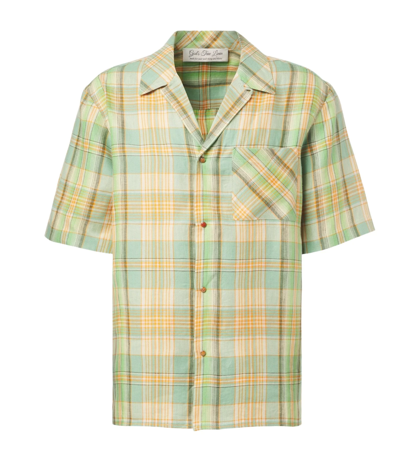 Plaid linen shirt with carnelian