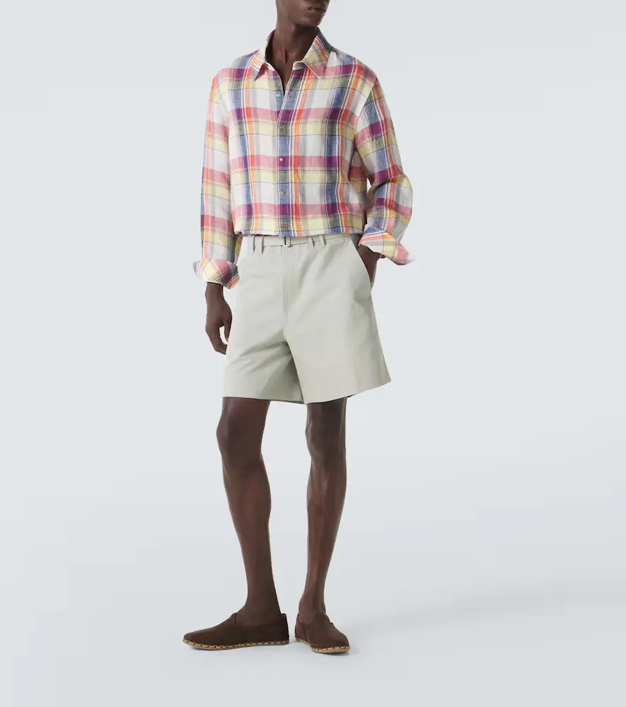 God’s True Cashmere Daybreak plaid linen shirt with sunstone | Thumbnail 2
