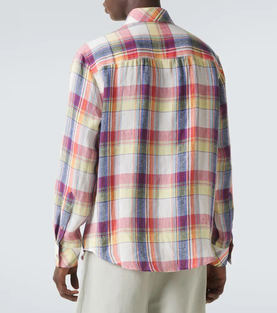 God’s True Cashmere Daybreak plaid linen shirt with sunstone | Thumbnail 4