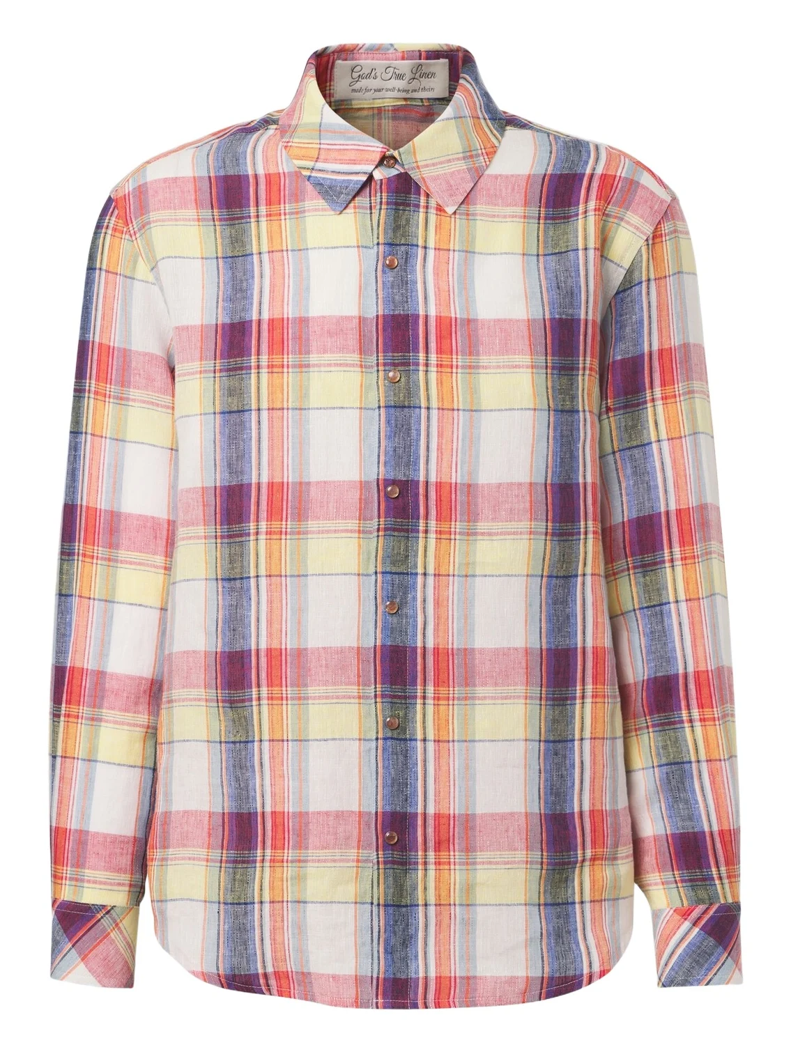 Daybreak plaid linen shirt with sunstone