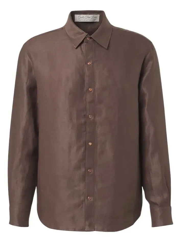 Linen shirt with orange sunstone