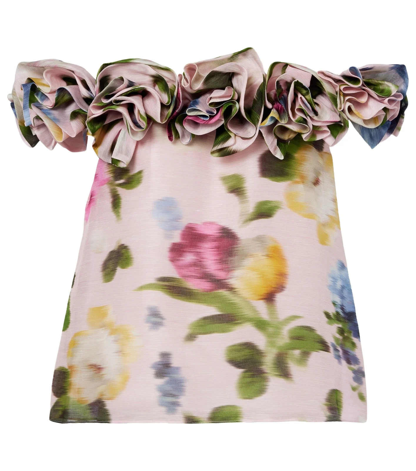 Floral off-shoulder linen and silk top