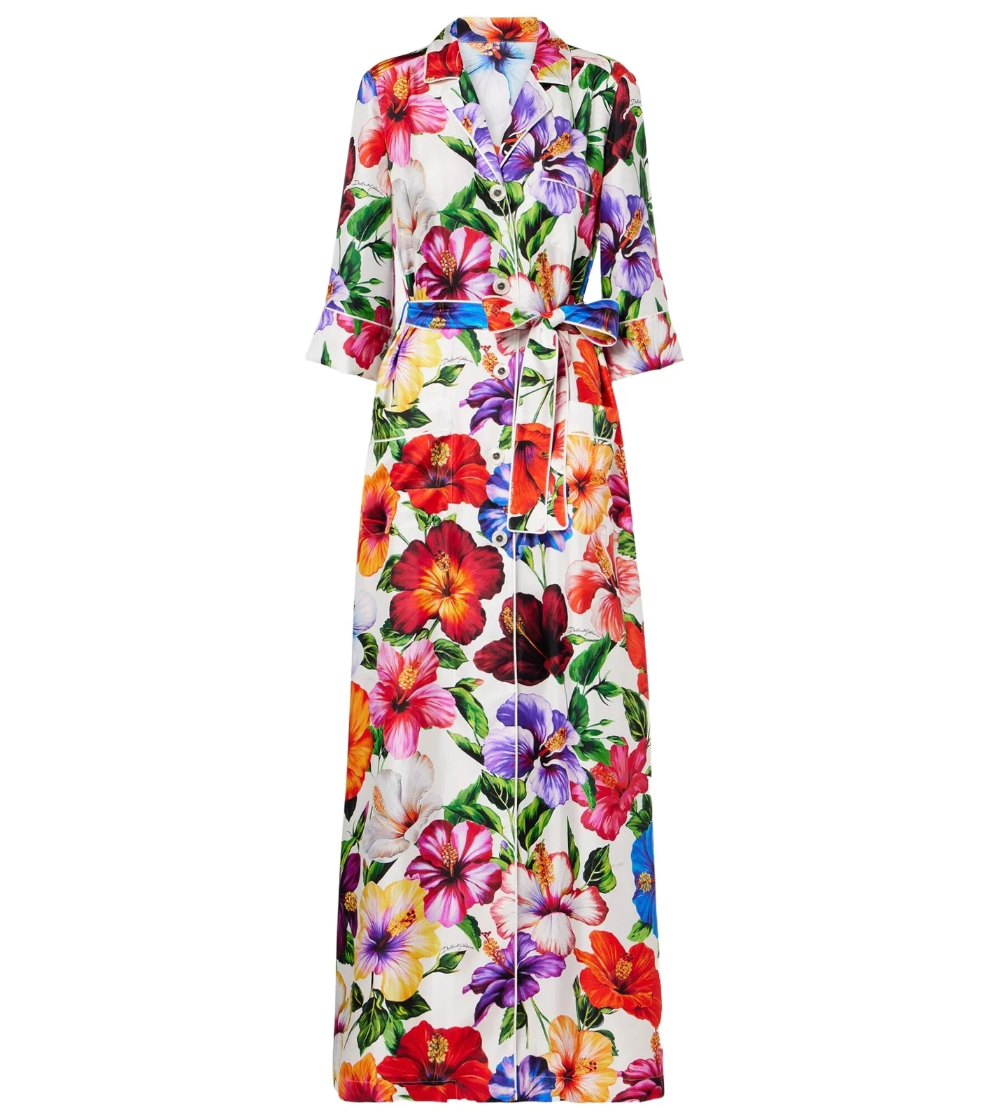 Floral belted silk satin maxi dress Floral belted silk satin maxi dress