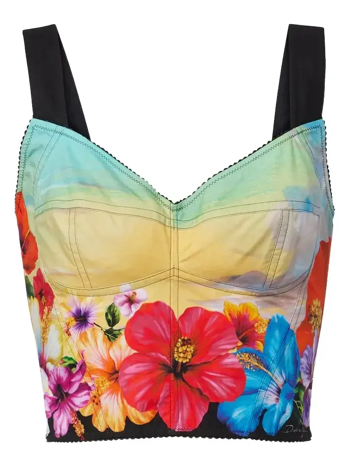 Dolce & Gabbana Printed cotton-blend bustier