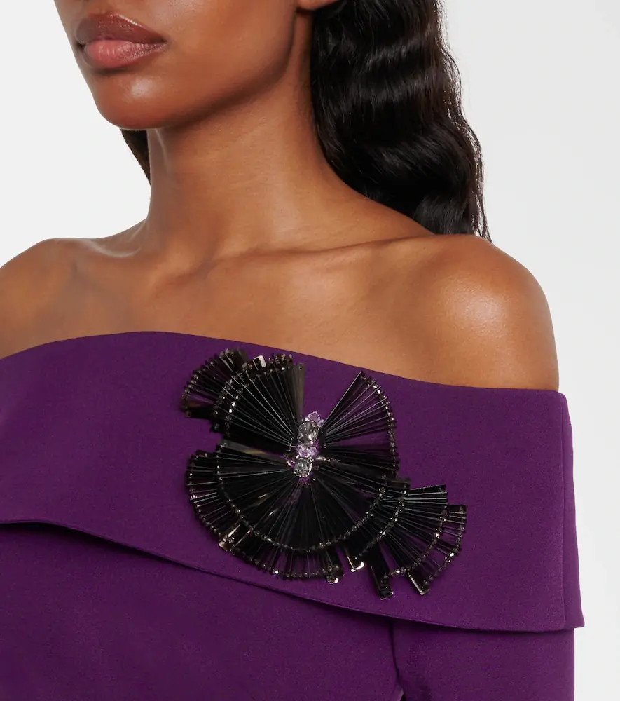Safiyaa Lunelle embellished off-shoulder crêpe gown | Thumbnail 7