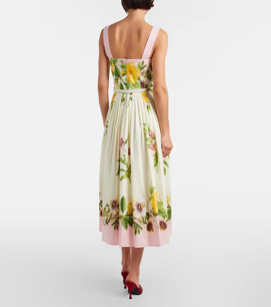 Oscar de la Renta Belted floral cotton-blend poplin midi dress | Thumbnail 2 Oscar de la Renta Belted floral cotton-blend poplin midi dress | Thumbnail 2