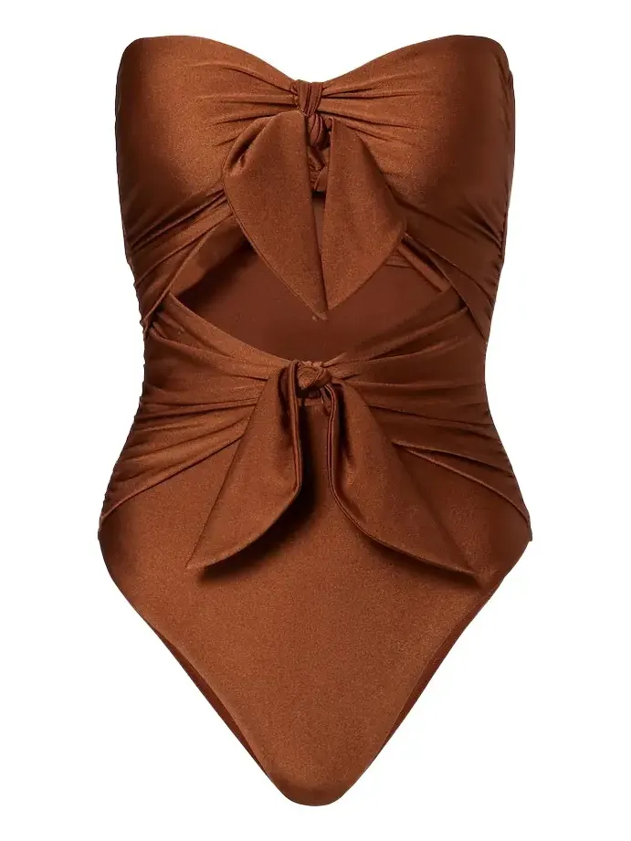 Bow-detail cutout swimsuit