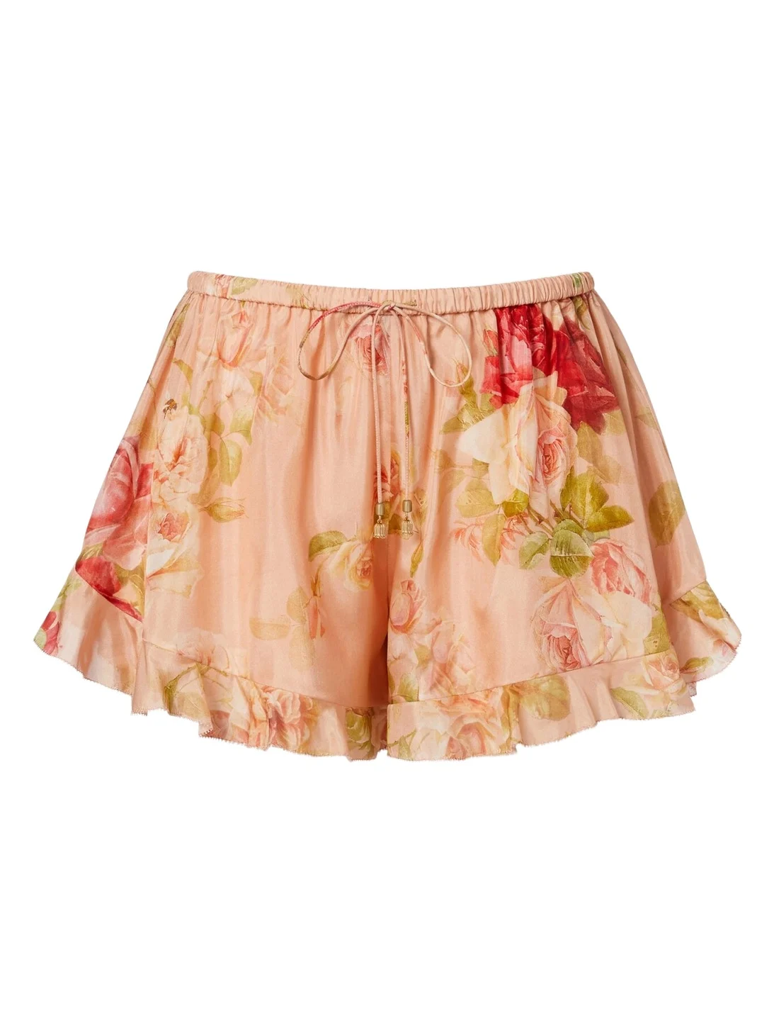 Zimmermann Roselight floral ruffled silk shorts