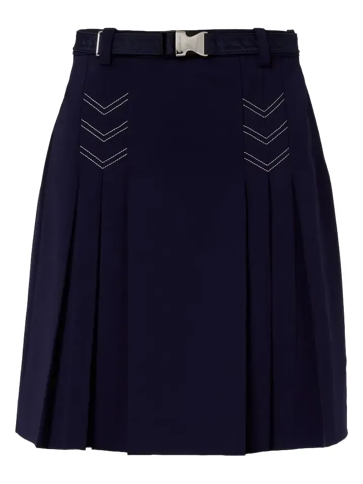 Belted pleated miniskirt