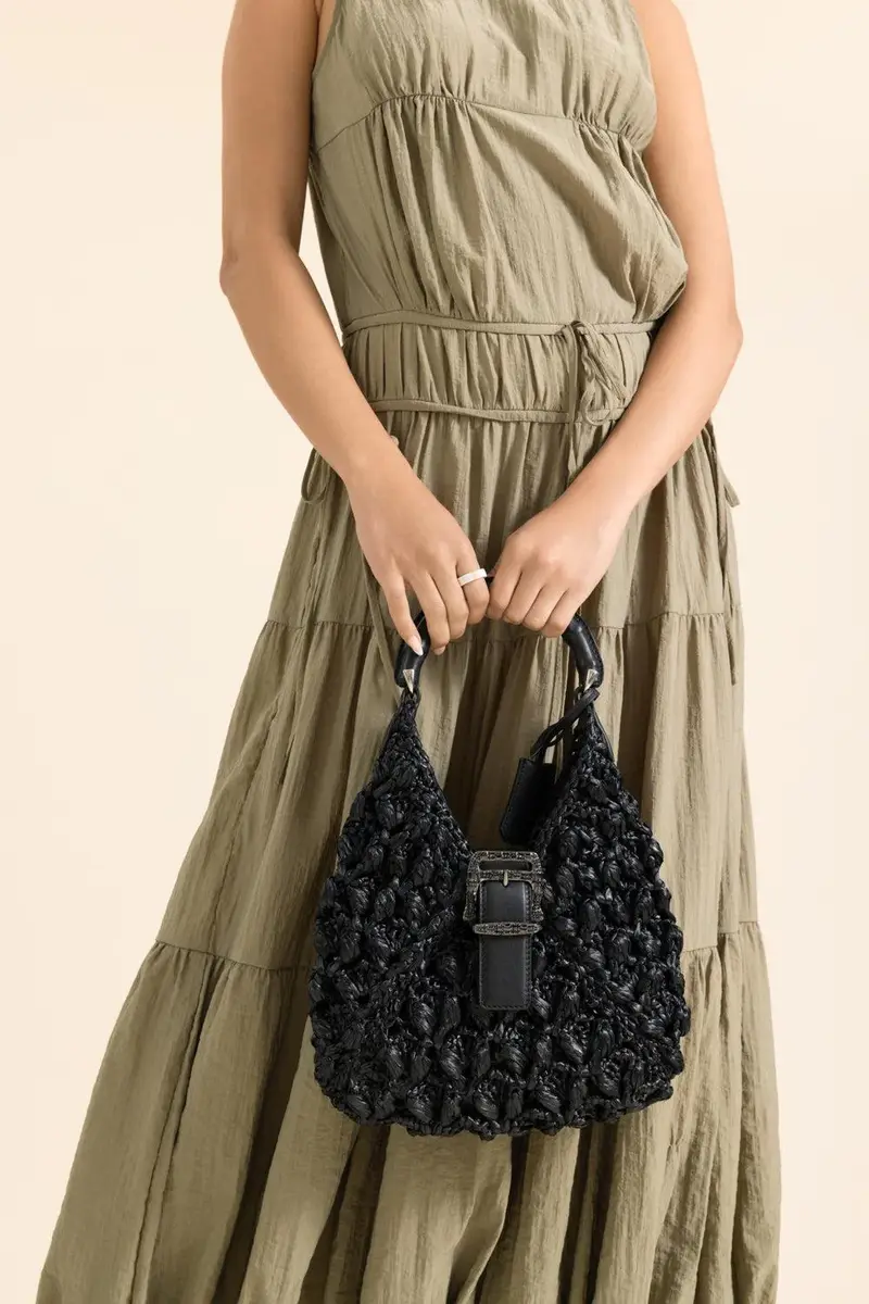 ERMANNO SCERVINO Dudu Mini Raffia Hobo Bag | Thumbnail 3