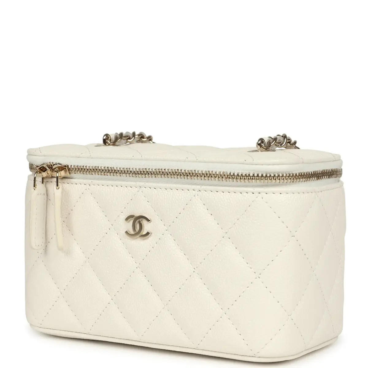 Chanel Chanel Small Vanity Case White Caviar Light Gold Hardware | Thumbnail 5 Chanel Chanel Small Vanity Case White Caviar Light Gold Hardware | Thumbnail 5
