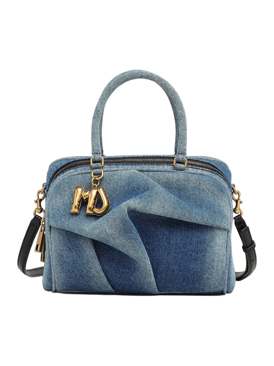 Marc Jacobs Women's The Denim Small Wave Logo-Charm Top Handle Bag