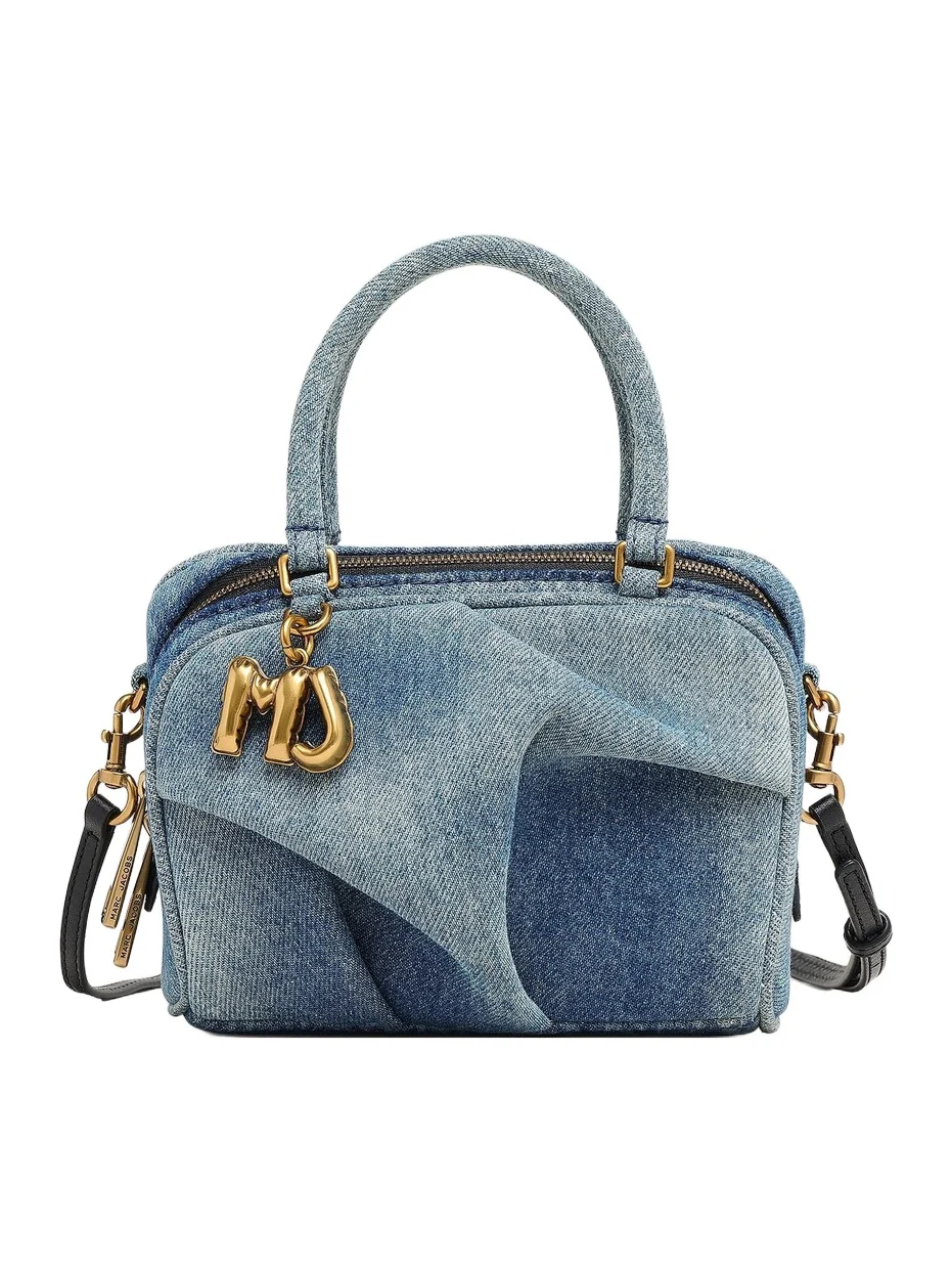 Marc Jacobs Women's The Denim Micro Wave Logo-Charm Top Handle Bag