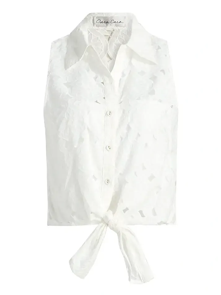 Cara Cara Women's Highland Tie-Hem Cotton Crop Top