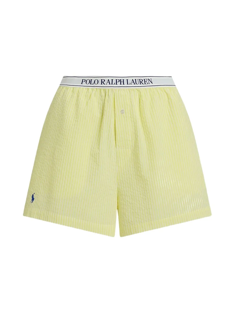 Women's Seersucker Logo Waistband Boxer Shorts
