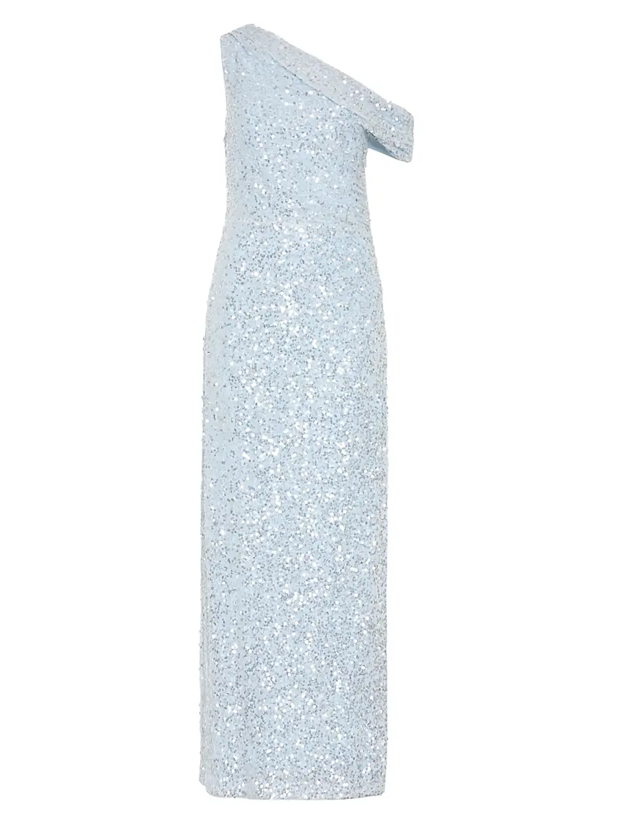Women's Stevie Sequin One-Shoulder Maxi Dress - Light Blue