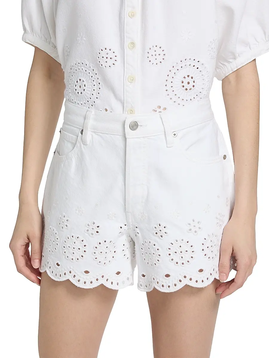 Frame Women's The Eyelet Long Hang Denim Shorts | Thumbnail 3