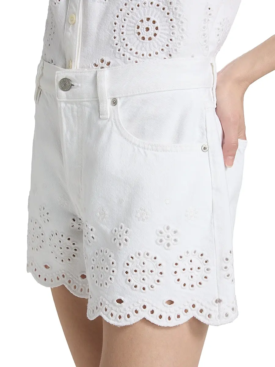 Frame Women's The Eyelet Long Hang Denim Shorts | Thumbnail 6