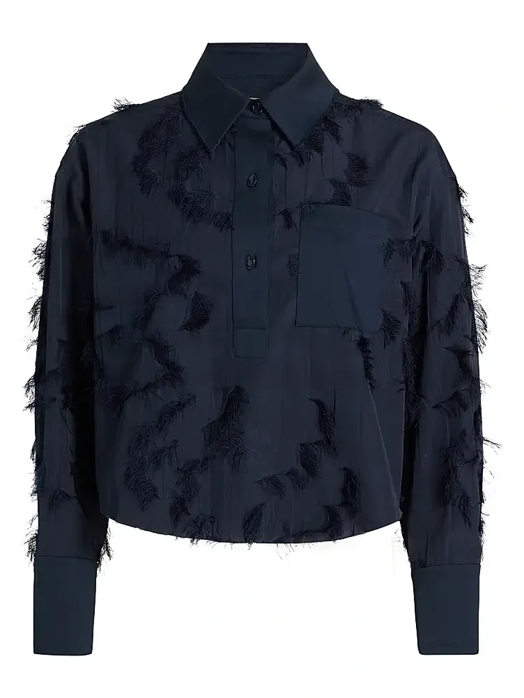 Women's Cotton-Blend Fil Coupe Crop Shirt Women's Cotton-Blend Fil Coupe Crop Shirt