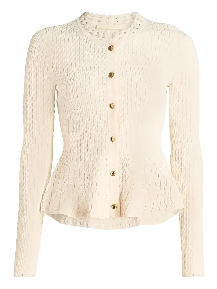 Women's Cable-Knit Peplum Cardigan