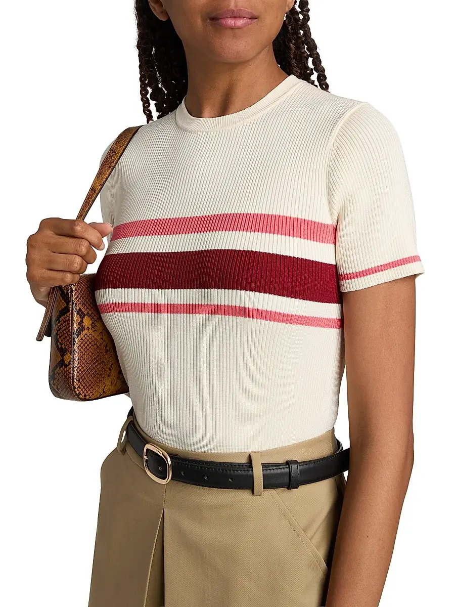 Self-Portrait Women's Striped Rib-Knit Top | Thumbnail 6