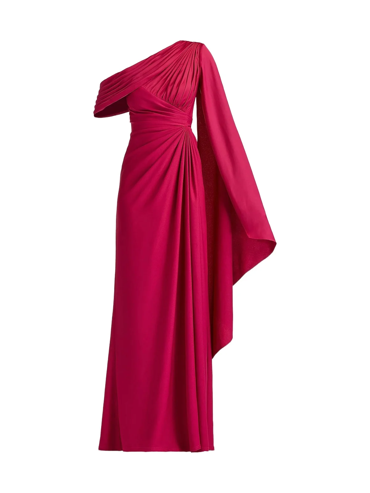 Women's Pleated Gathered One-Shoulder Jersey Gown Women's Pleated Gathered One-Shoulder Jersey Gown