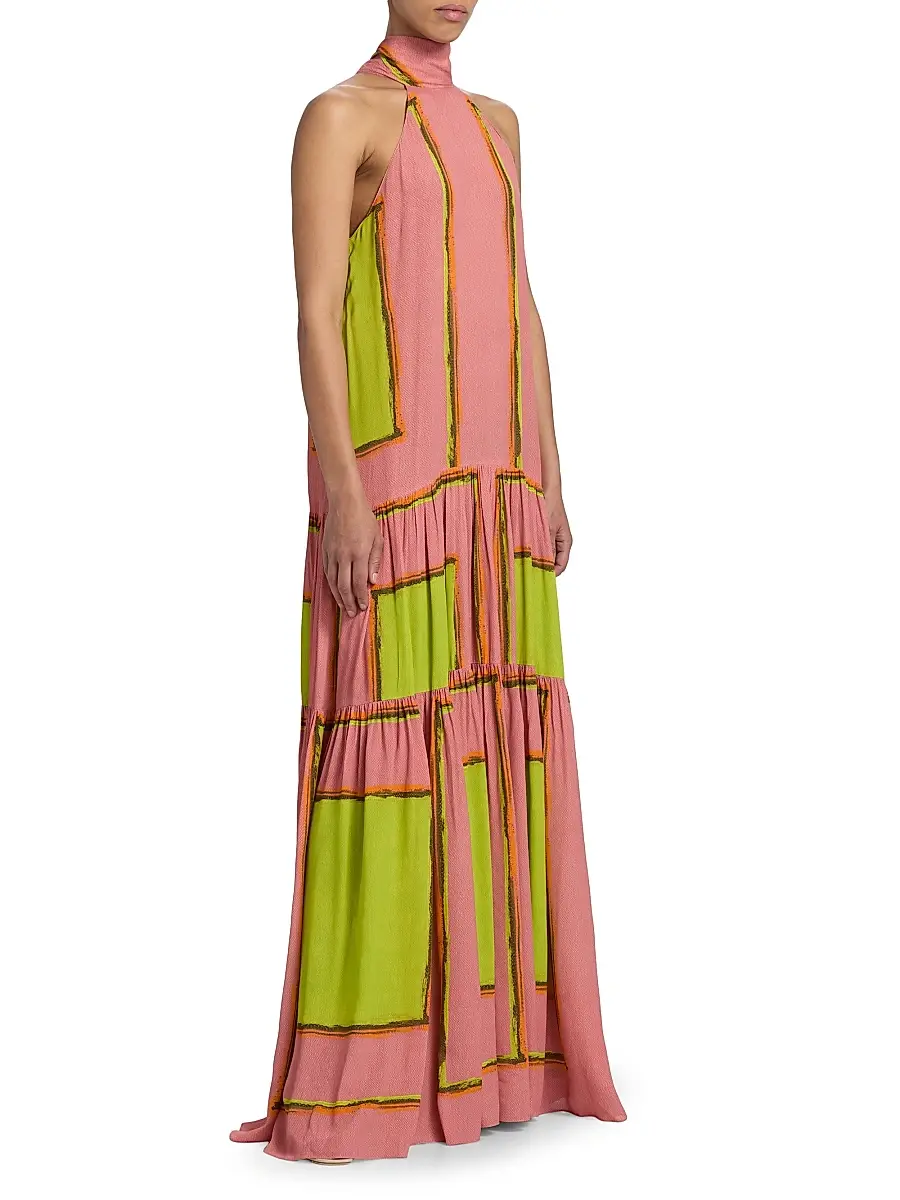 Silvia Tcherassi Women's Dorelia Geometric Halterneck Maxi Dress | Thumbnail 4 Silvia Tcherassi Women's Dorelia Geometric Halterneck Maxi Dress | Thumbnail 4