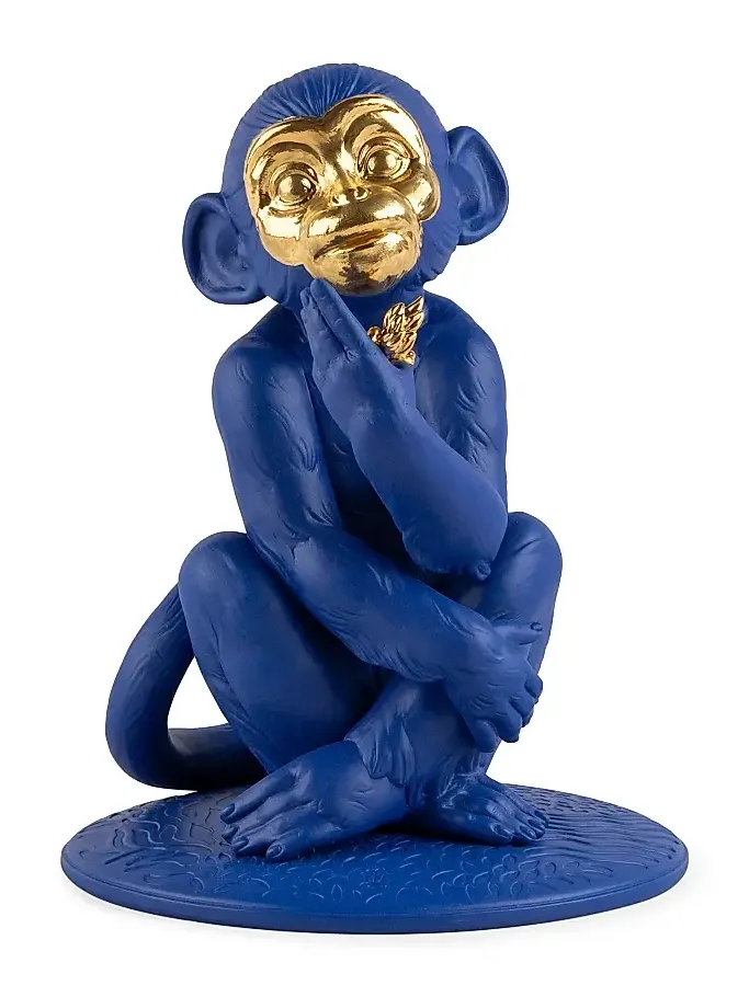 Lladro Boldblue Little Monkey Porcelain Sculpture