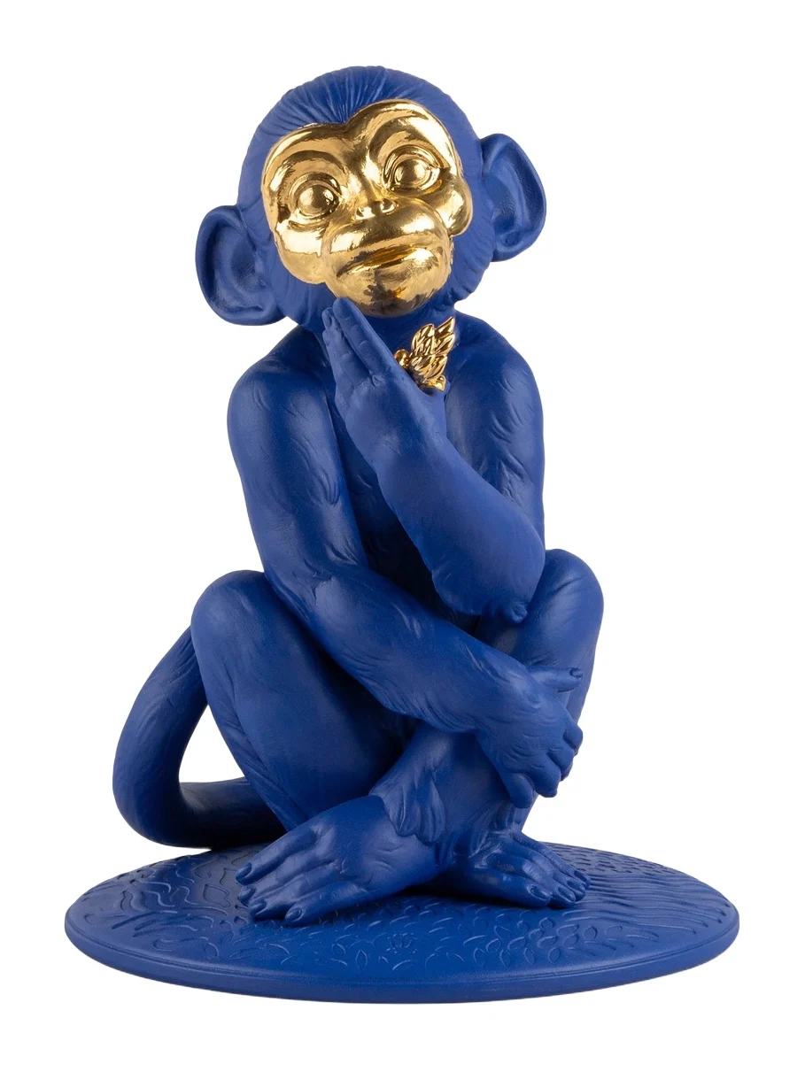 Lladro Boldblue Little Monkey Porcelain Sculpture