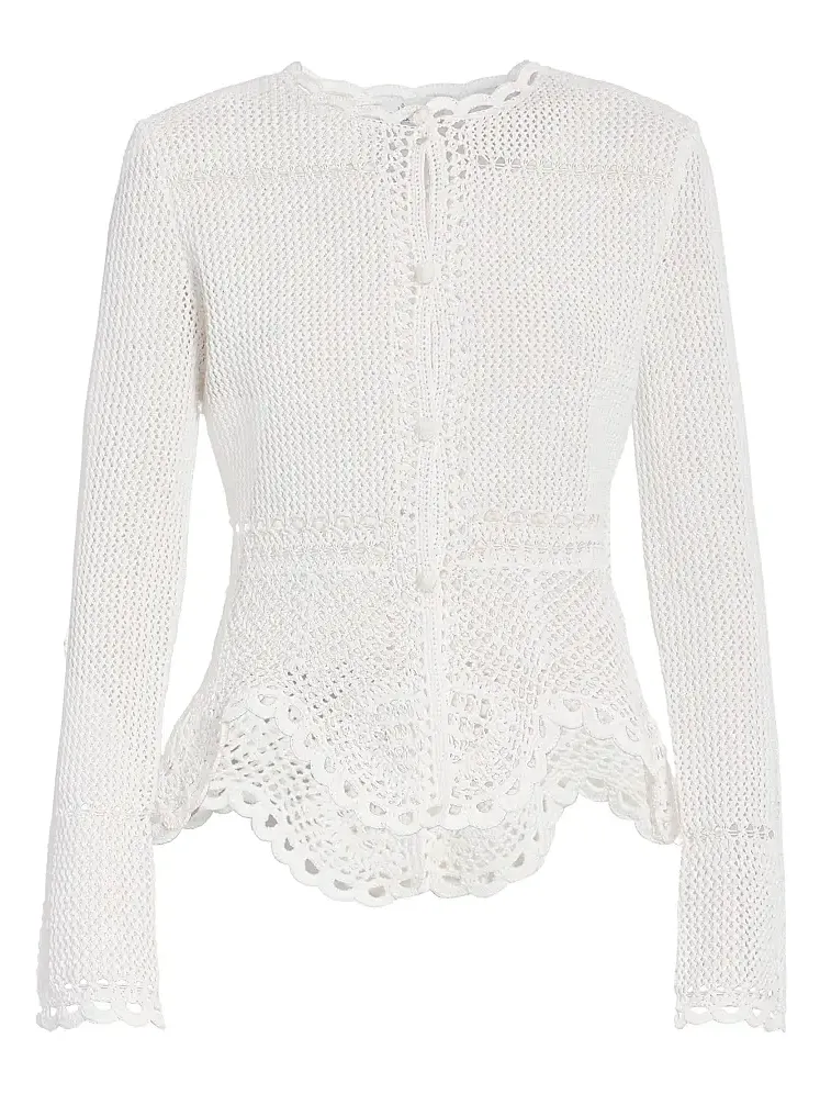 Women's Cotton Crochet Peplum Cardigan Women's Cotton Crochet Peplum Cardigan